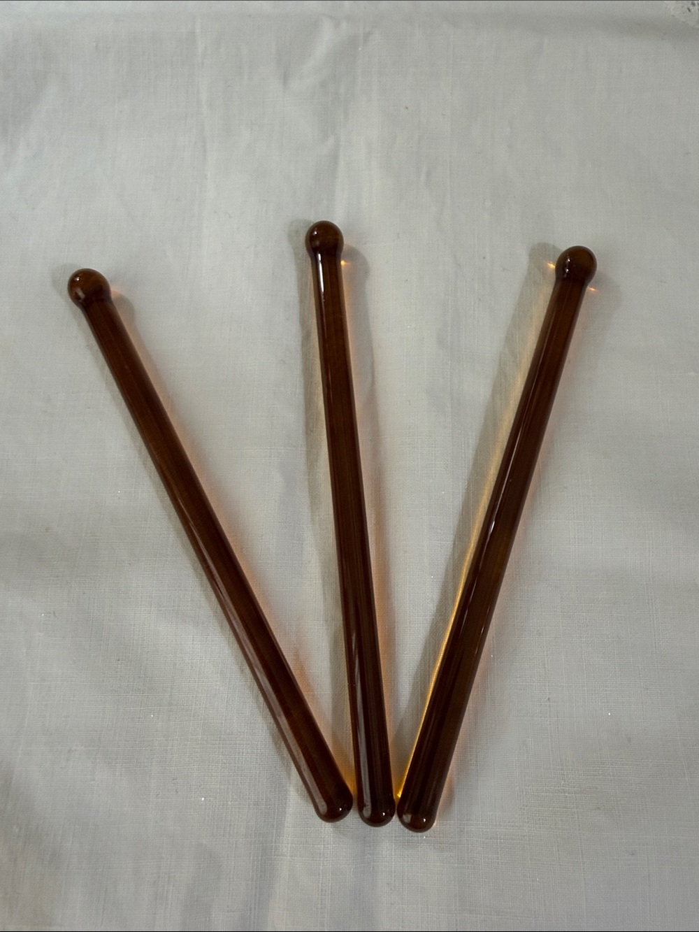 Vintage Amber Glass Stir Rods - 3-Pack | Home Accents Barware Accessories Retro